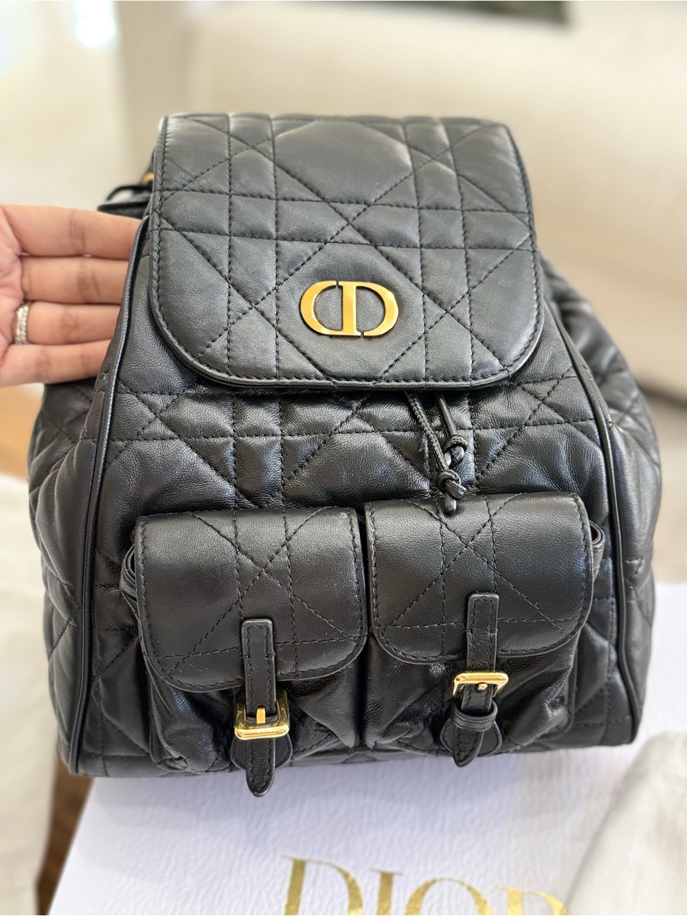 Medium Dior Caro Black Backpack - Picture 4 of 7